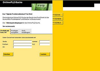 http://www.postdirekt.de/plz_suche/index.html